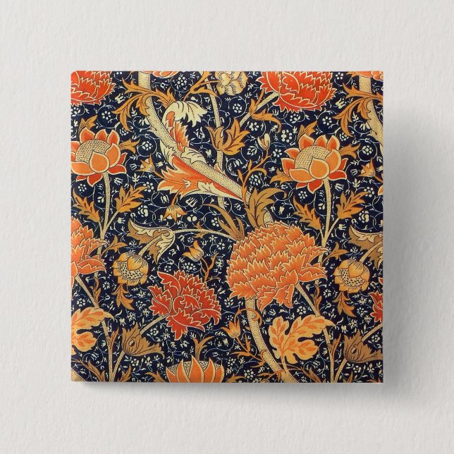William Morris Cray Floral Art Nouveau Pattern 15 Cm Square Badge (Front)