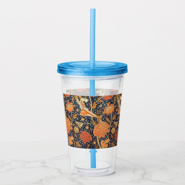 William Morris Cray Floral Art Nouveau Pattern Acrylic Tumbler (Front)
