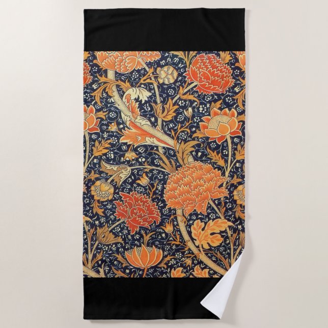 William Morris Cray Floral Art Nouveau Pattern Beach Towel (Front)
