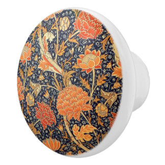 William Morris Cray Floral Art Nouveau Pattern Ceramic Knob