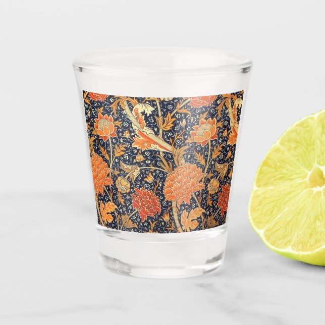 William Morris Cray Floral Art Nouveau Pattern Shot Glass (Front)