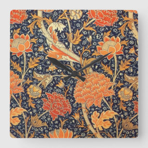 William Morris Cray Floral Art Nouveau Pattern Square Wall Clock