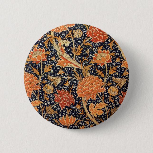 William Morris Cray Floral Pattern Vintage 6 Cm Round Badge (Front)