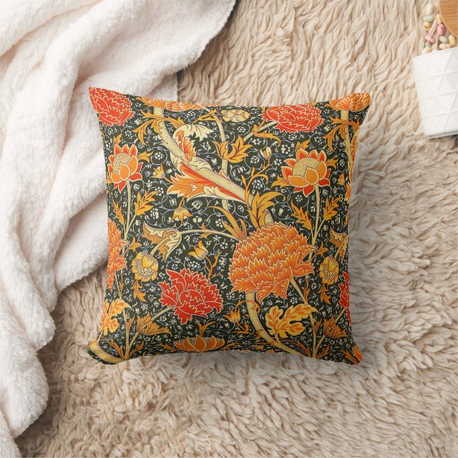 William Morris Cray Floral Pattern Vintage Cushion (Blanket)