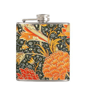 William Morris Cray Floral Pattern Vintage Hip Flask