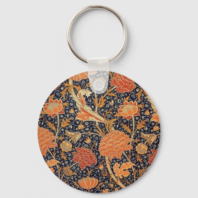 William Morris Cray Floral Pattern Vintage Key Ring (Front)