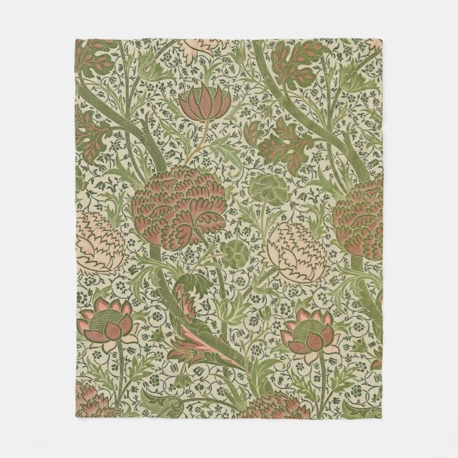 William Morris Cray Sage Flower Floral Botanical Fleece Blanket (Front)