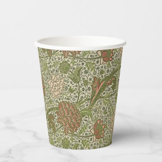 William Morris Cray Sage Flower Floral Botanical Paper Cups (Front)