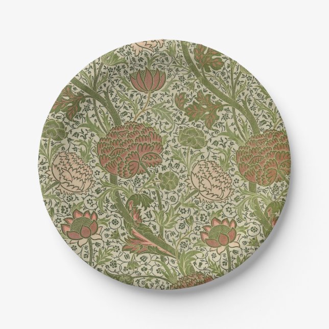 William Morris Cray Sage Flower Floral Botanical Paper Plate (Front)