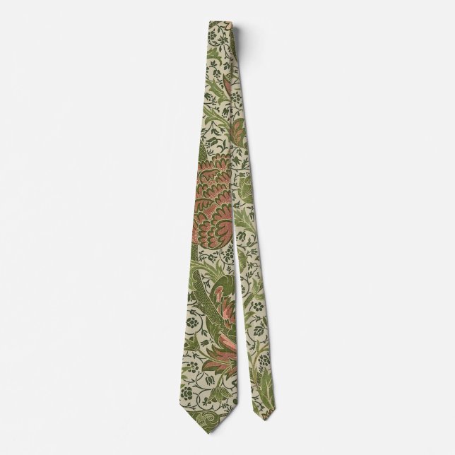 William Morris Cray Sage Flower Floral Botanical Tie (Front)