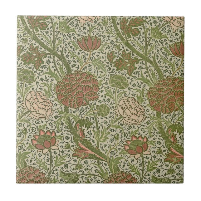 William Morris Cray Sage Flower Floral Botanical Tile (Front)