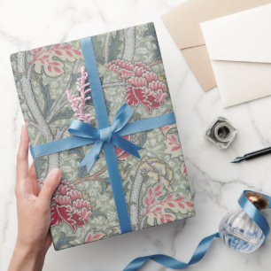 William Morris Cray Vintage Floral Pink Green Wrapping Paper