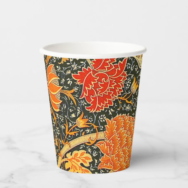 William Morris Cray Wallpaper Pattern Paper Cups (Front)