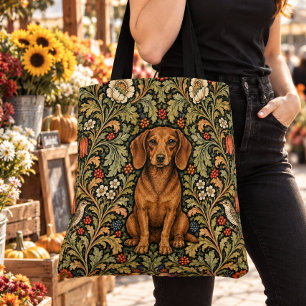 William Morris Dachshund Vintage Floral Tote Bag