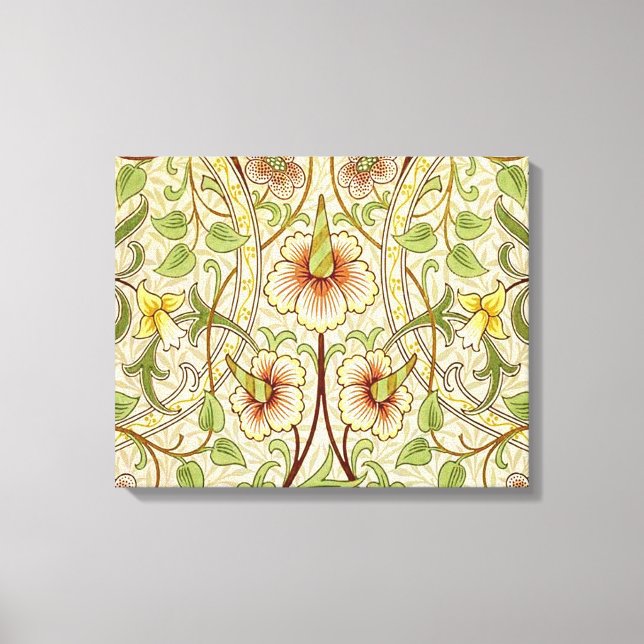 William Morris Daffodil Classic Flower Wallpaper Canvas Print (Front)