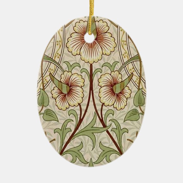 William Morris Daffodil Classic Flower Wallpaper Ceramic Tree Decoration (Front)