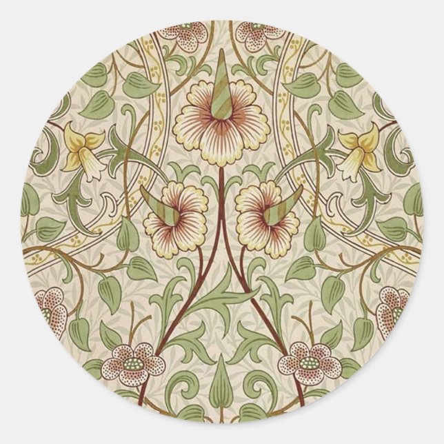 William Morris Daffodil Classic Flower Wallpaper Round Sticker (Front)