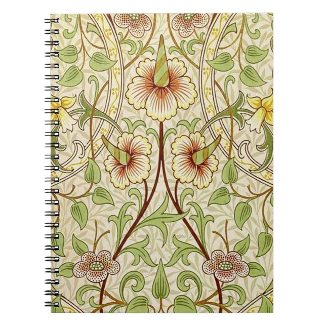 William Morris Daffodil Classic Flower Wallpaper Spiral Notebook (Front)