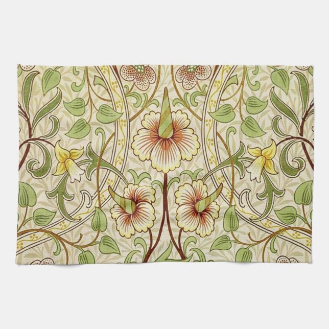 William Morris Daffodil Classic Flower Wallpaper Tea Towel (Horizontal)