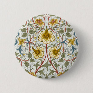 William Morris Daffodil Floral Pattern 6 Cm Round Badge