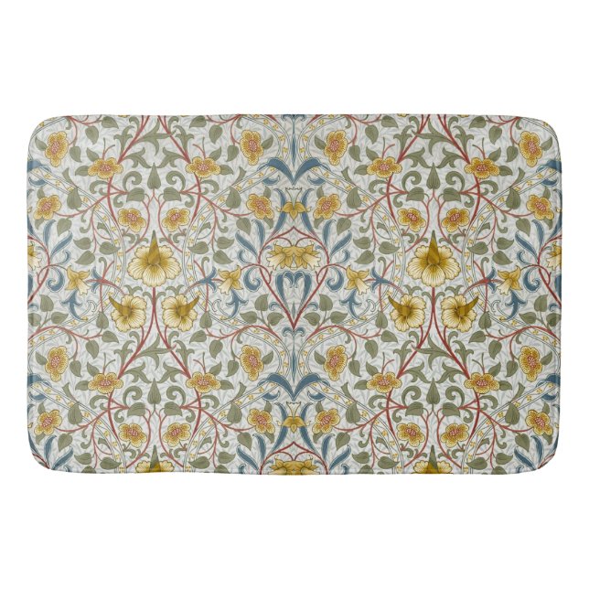 William Morris Daffodil Floral Pattern Bath Mat (Front)