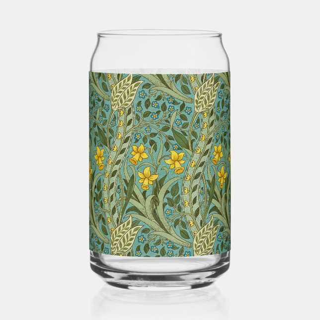 William Morris Daffodil Floral Pattern Classic Can Glass (Front)
