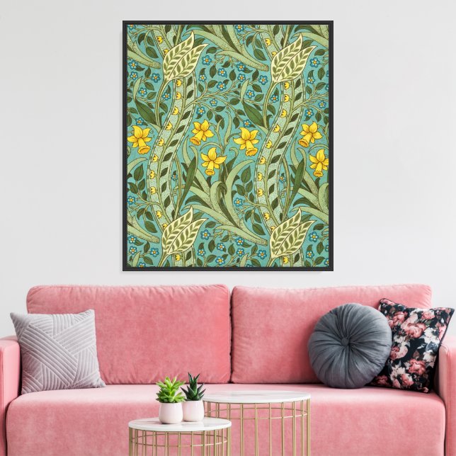 William Morris Daffodil Floral Pattern Classic Canvas Print (Insitu(LivingRoom))