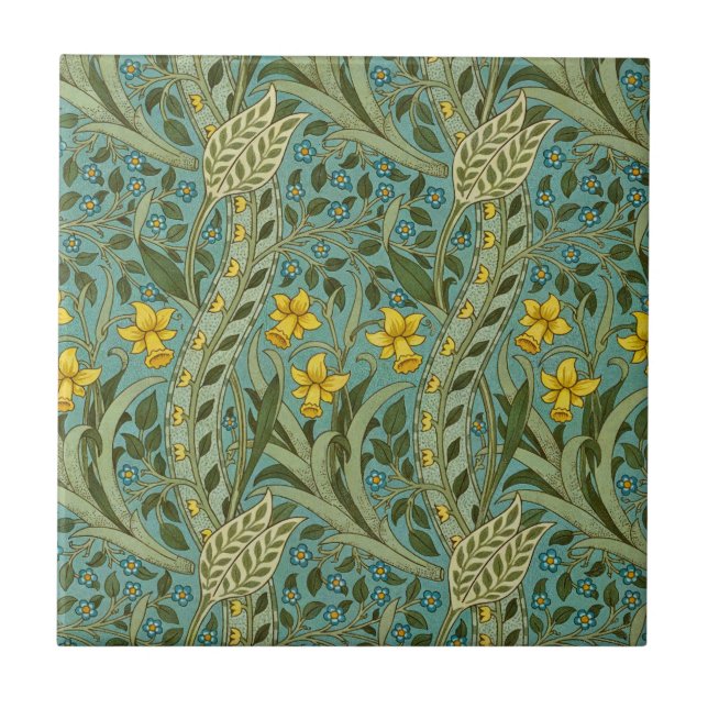 William Morris Daffodil Floral Pattern Classic Tile (Front)