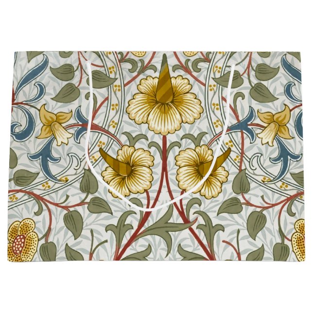 William Morris Daffodil Floral Pattern Large Gift Bag (Front)