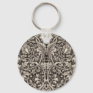 William Morris Daffodil Floral Pattern Vintage Key Ring