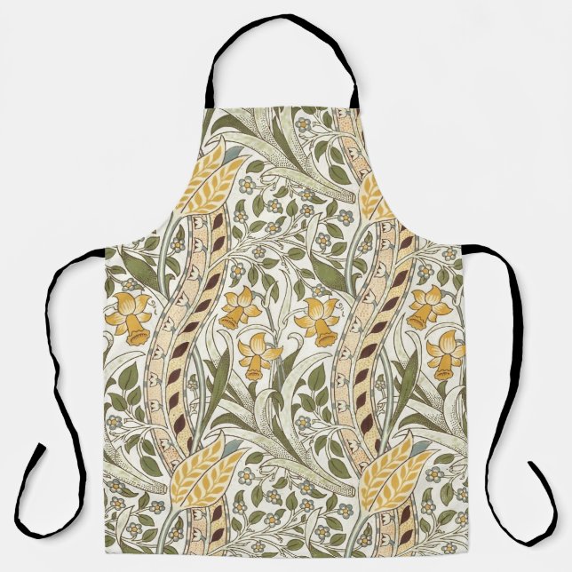 William Morris Daffodil Garden Flower Classic Bota Apron (Front)