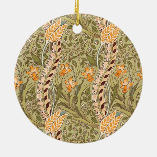 William Morris Daffodil Garden Flower Classic Bota Ceramic Tree Decoration (Back)