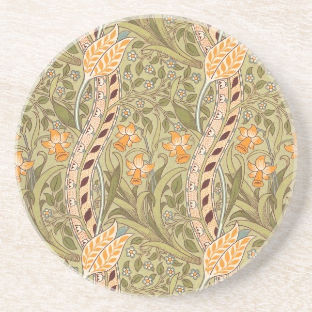 William Morris Daffodil Garden Flower Classic Bota Coaster (Front)