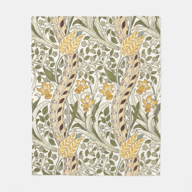 William Morris Daffodil Garden Flower Classic Bota Fleece Blanket (Front)