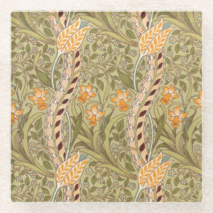William Morris Daffodil Garden Flower Classic Bota Glass Coaster