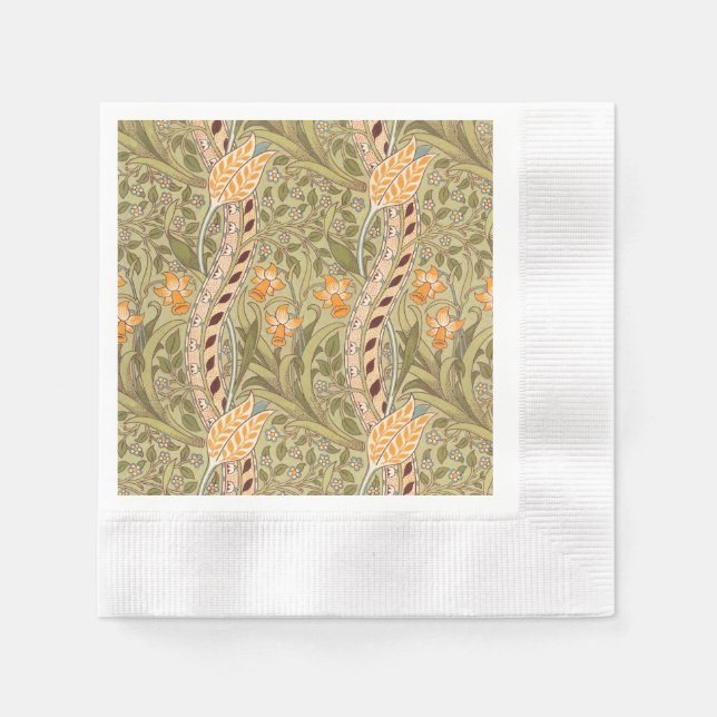 William Morris Daffodil Garden Flower Classic Bota Napkin (Front)