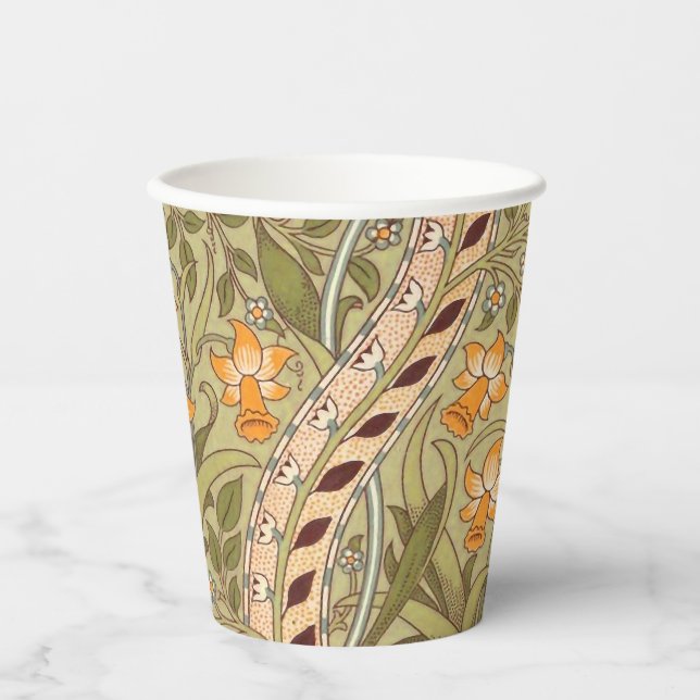 William Morris Daffodil Garden Flower Classic Bota Paper Cups (Front)