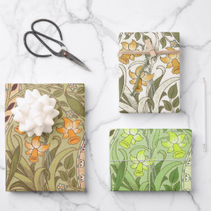 William Morris Daffodil Garden Flower Classic Bota Wrapping Paper Sheet
