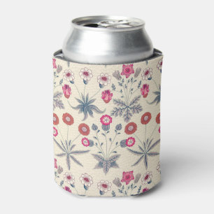 William Morris Daisy Floral Pattern Red Orange Can Cooler