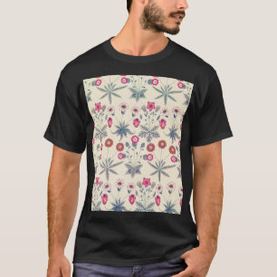 William Morris Daisy Floral Pattern Red Orange T-Shirt