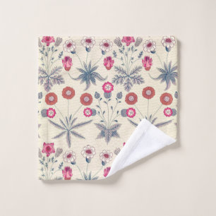 William Morris Daisy Floral Pattern Red Orange Wash Cloth