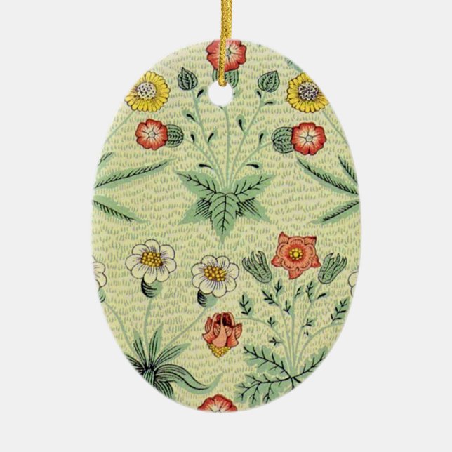 William Morris Daisy Floral Wallpaper Pattern Ceramic Tree Decoration (Front)