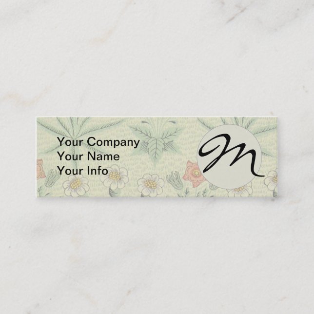 William Morris Daisy Floral Wallpaper Pattern Mini Business Card (Front)