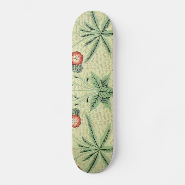 William Morris Daisy Floral Wallpaper Pattern Skateboard (Front)