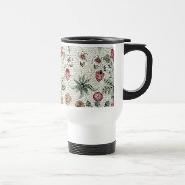 William Morris Daisy Floral Wallpaper Pattern Travel Mug (Right)