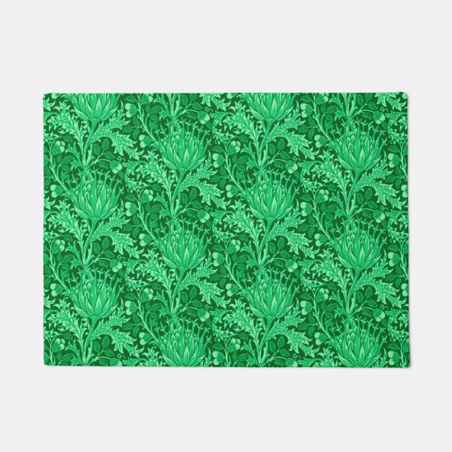 William Morris Damask, Emerald Green Doormat (Front)