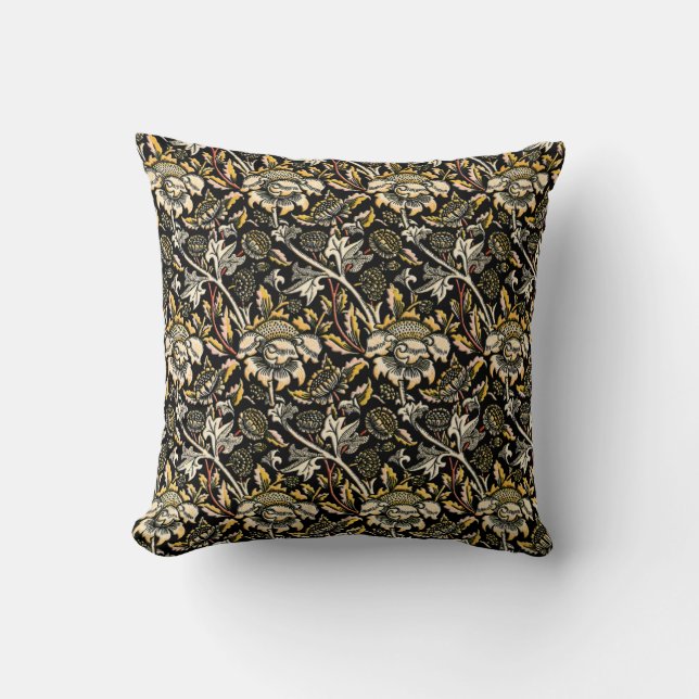 William Morris dark floral arabesque Cushion (Front)