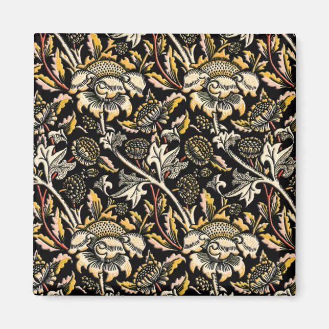 William Morris dark floral arabesque Magnet (Front)