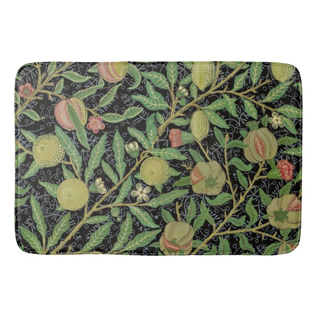 William Morris Dark Pomegranate Fruit Pattern Bath Mat (Front)