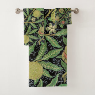 William Morris Dark Pomegranate Fruit Pattern Bath Towel Set
